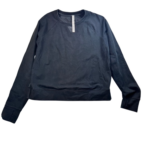 Lululemon Run Swiftly Tech Crew Sweatshirt Thumbholes Athletic Black 10 - Picture 1 of 8